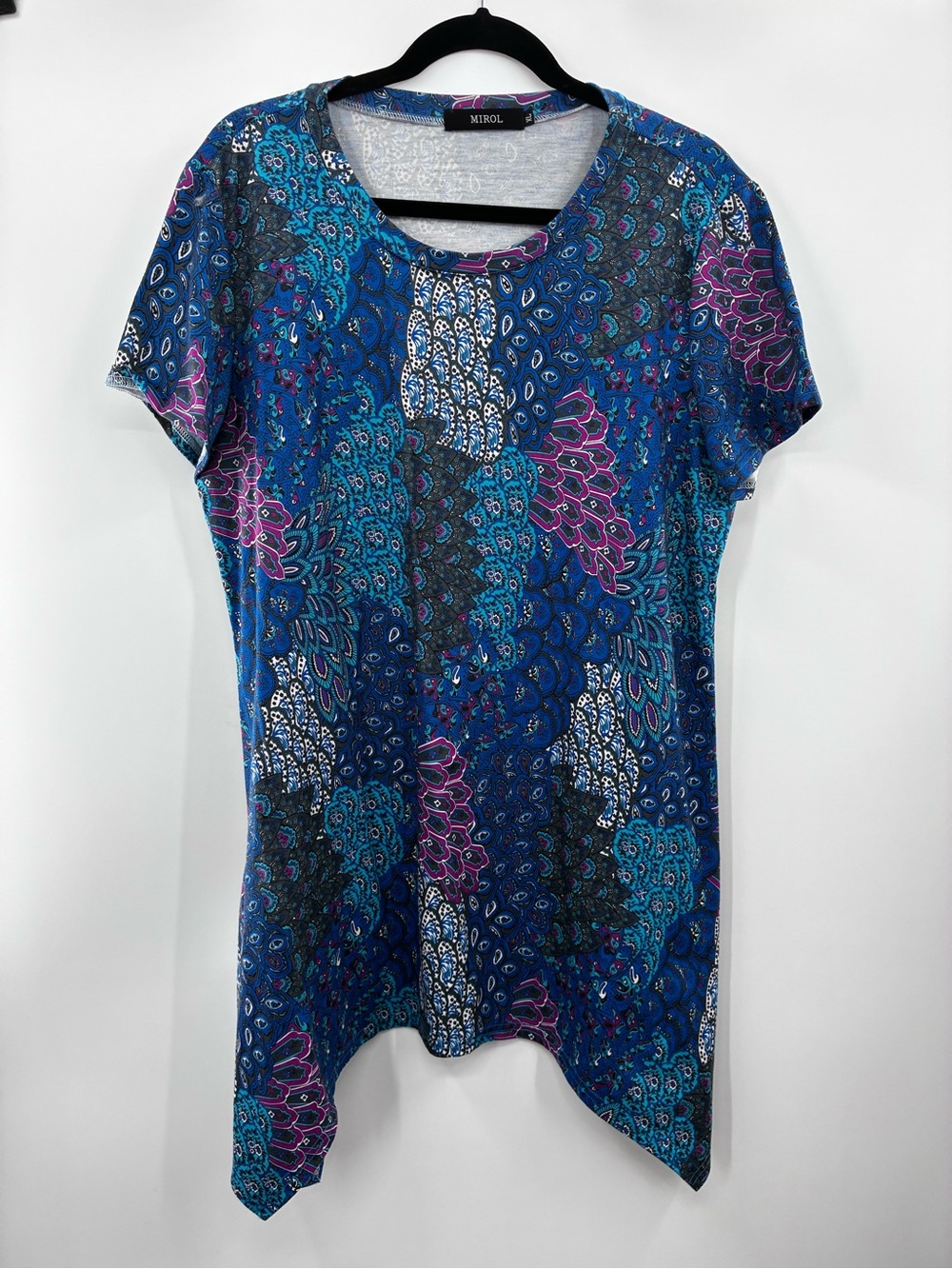 Mirol Blue Teal & Purple Printed Women's Tunic Top size: XL